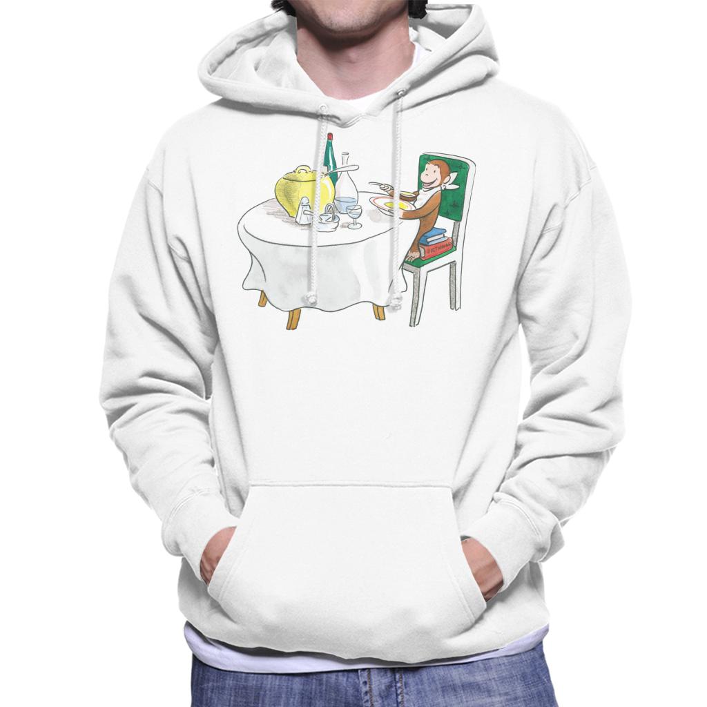 Curious George Eating A Fancy Meal Men's Hooded Sweatshirt-ALL + EVERY