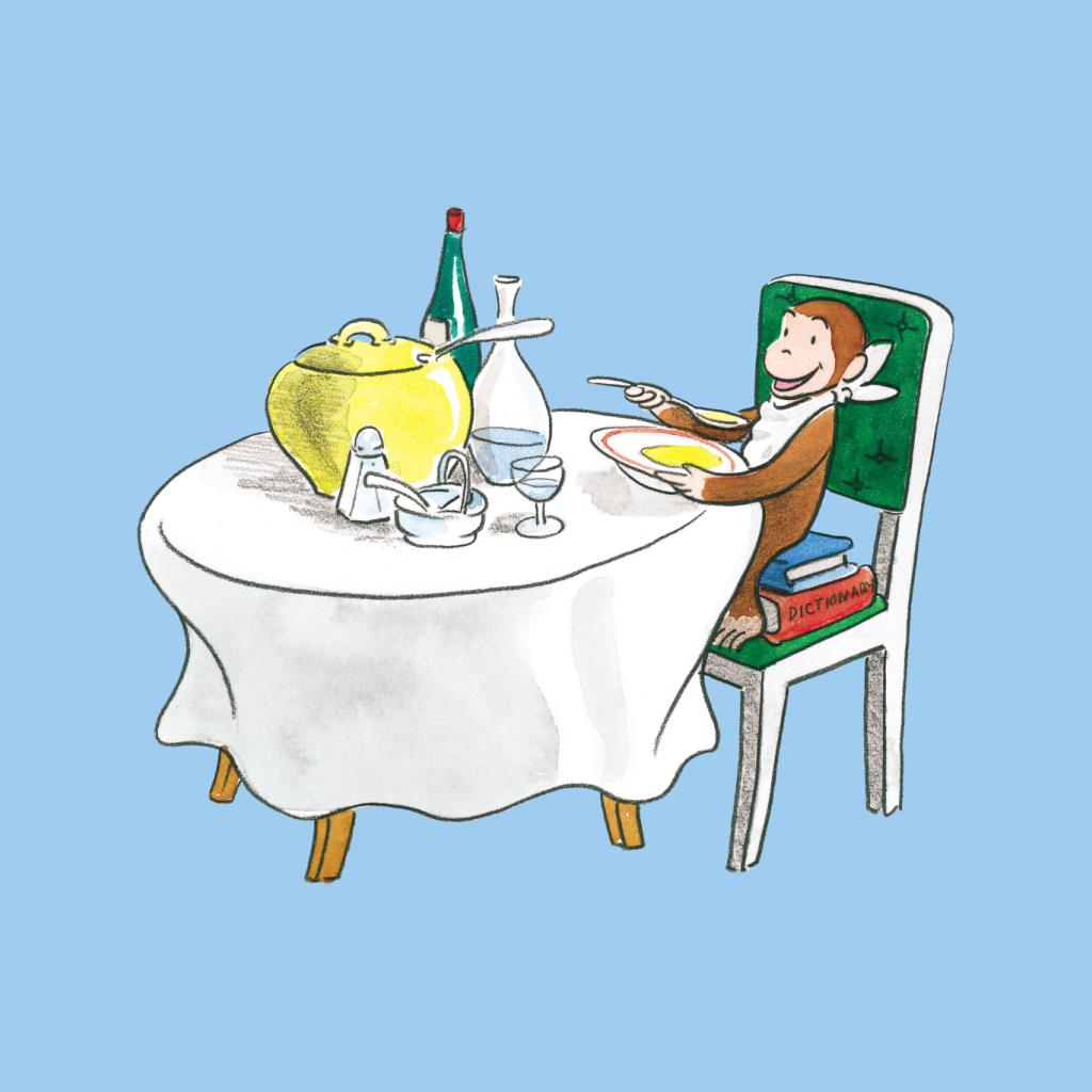 Curious George Eating A Fancy Meal Men's T-Shirt-ALL + EVERY