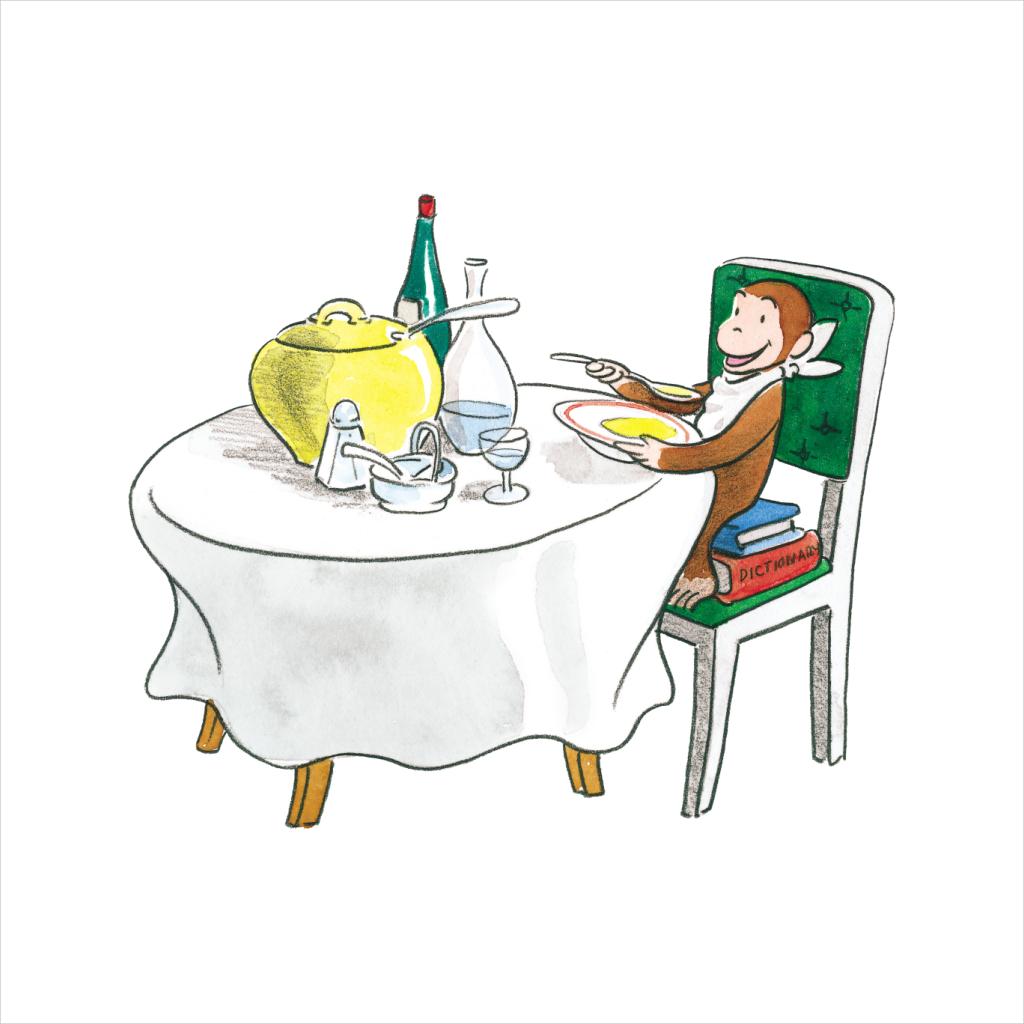 Curious George Eating A Fancy Meal Men's Sweatshirt-ALL + EVERY