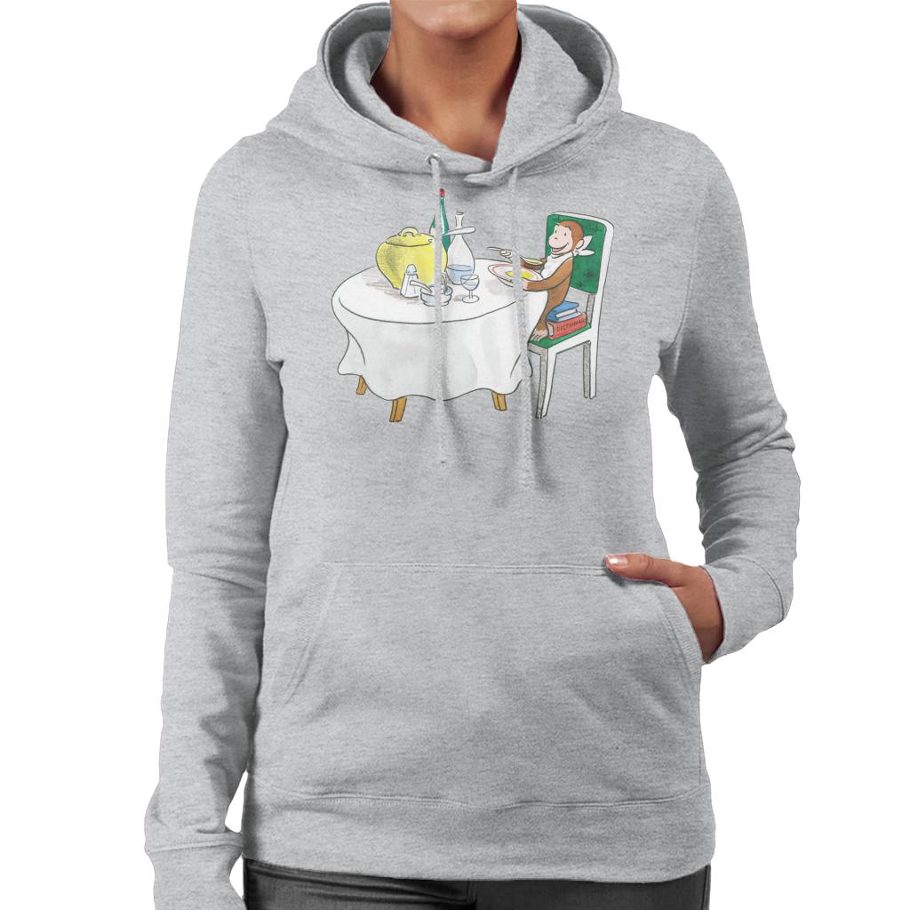 Curious George Eating A Fancy Meal Women's Hooded Sweatshirt-ALL + EVERY
