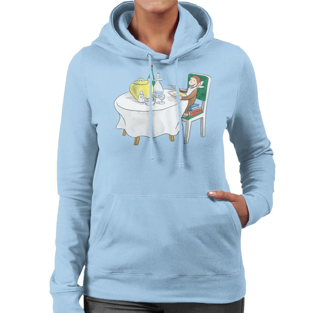 Curious George Eating A Fancy Meal Women's Hooded Sweatshirt-ALL + EVERY