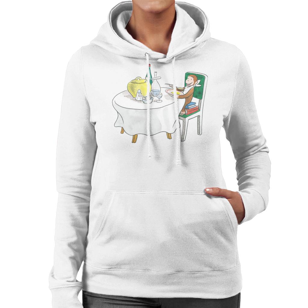Curious George Eating A Fancy Meal Women's Hooded Sweatshirt-ALL + EVERY
