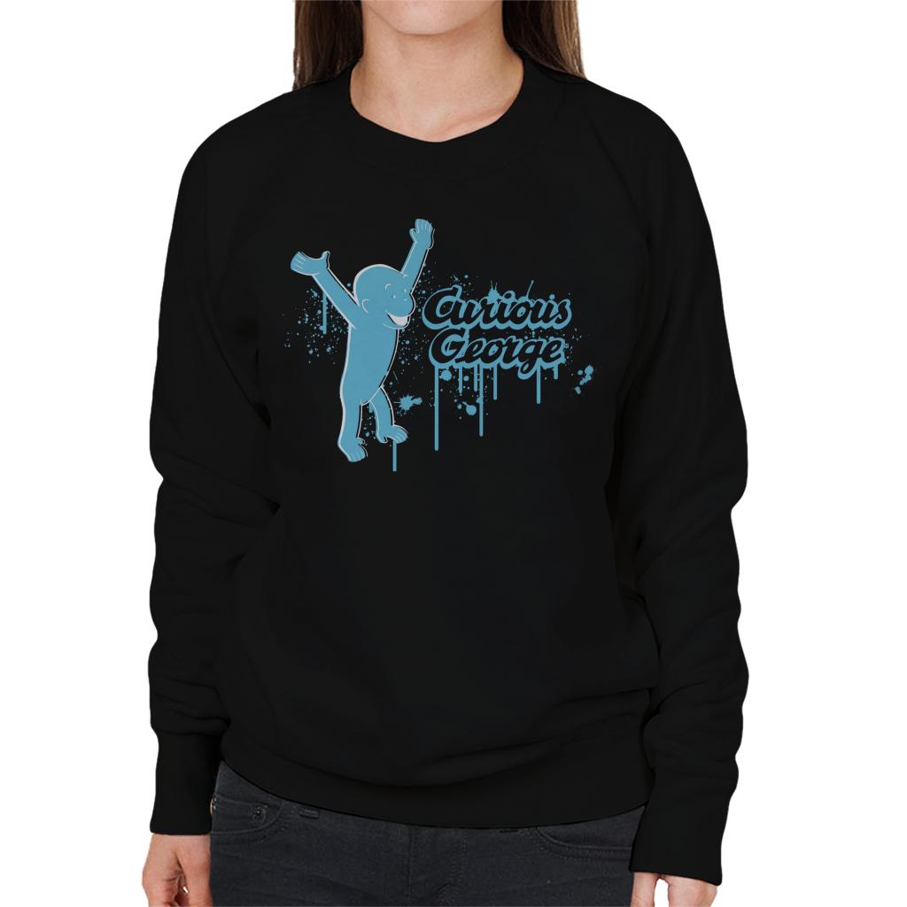 Curious George Paint Drip Logo Women's Sweatshirt-ALL + EVERY