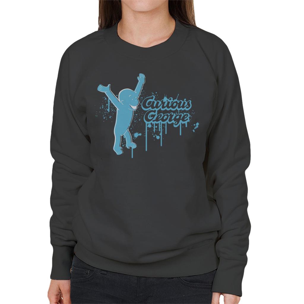 Curious George Paint Drip Logo Women's Sweatshirt-ALL + EVERY