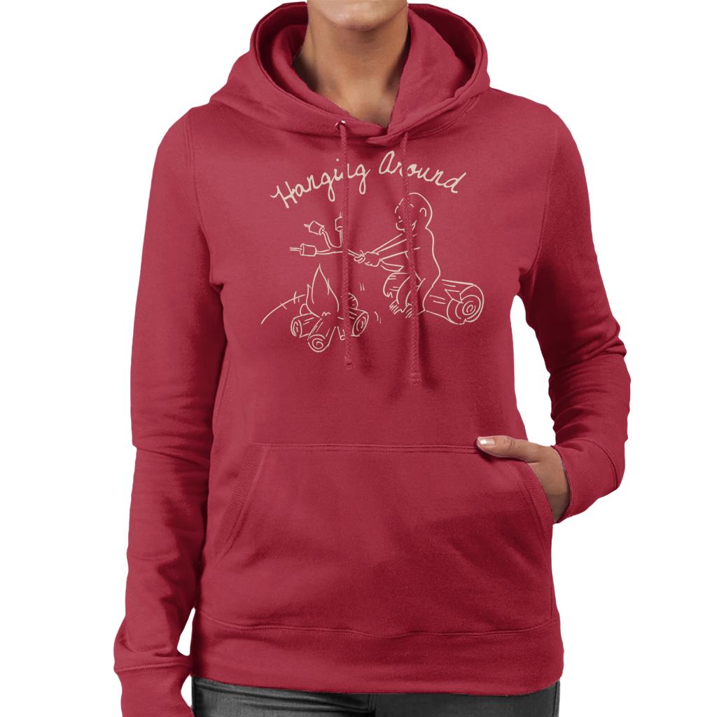 Curious George Hanging Around The Campfire Women's Hooded Sweatshirt-ALL + EVERY