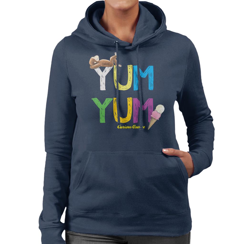 Curious George Yum Yum Ice Cream Women's Hooded Sweatshirt-ALL + EVERY