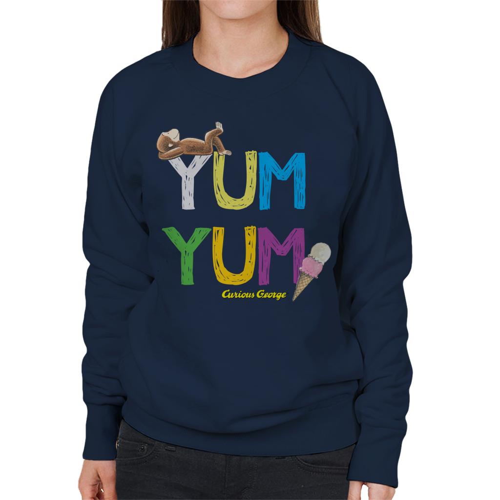 Curious George Yum Yum Ice Cream Women's Sweatshirt-ALL + EVERY