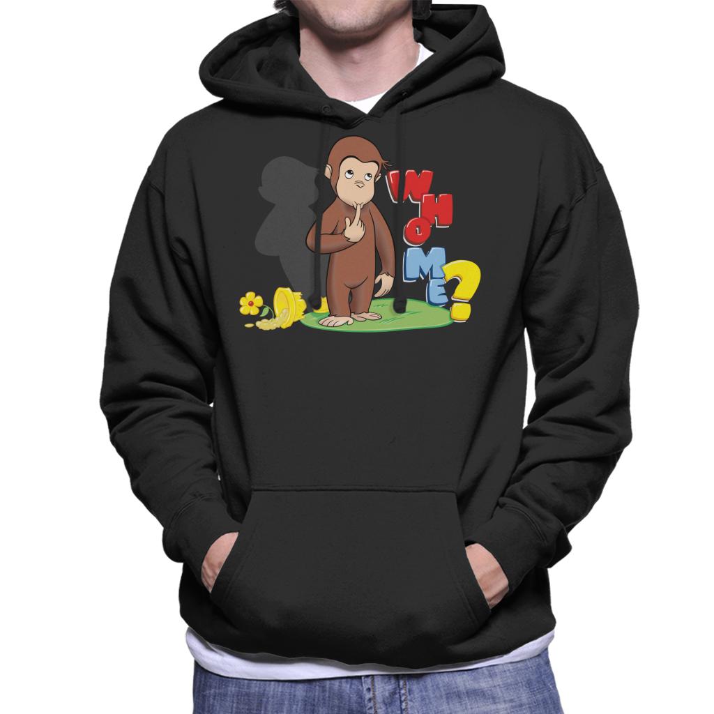 Curious George Broken Flower Pot Who Me Men's Hooded Sweatshirt-ALL + EVERY