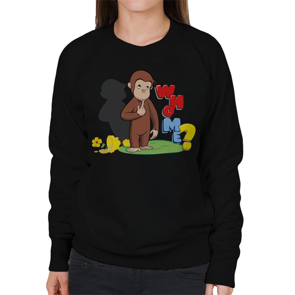 Curious George Broken Flower Pot Who Me Women's Sweatshirt-ALL + EVERY