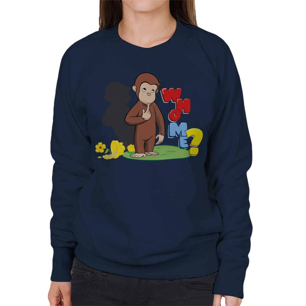 Curious George Broken Flower Pot Who Me Women's Sweatshirt-ALL + EVERY