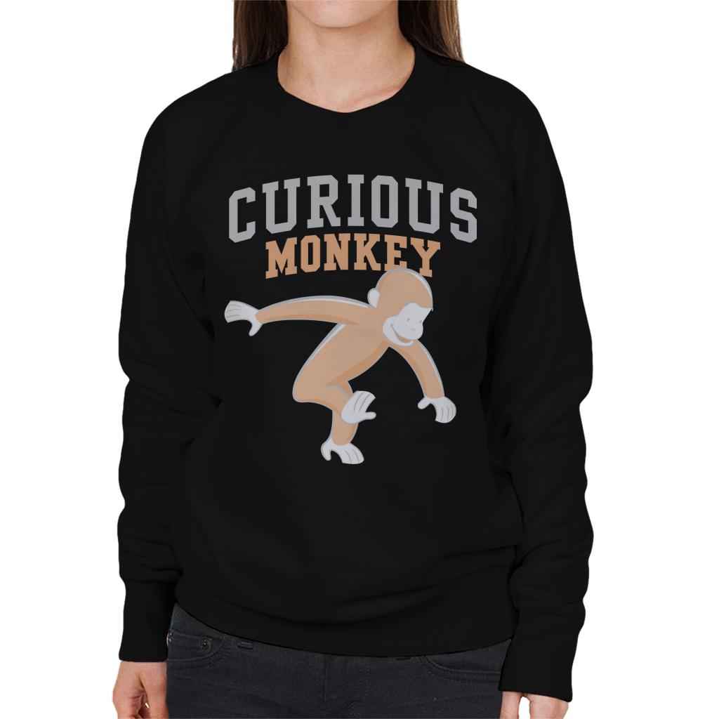 Curious George Monkey Sports Font Women's Sweatshirt-ALL + EVERY