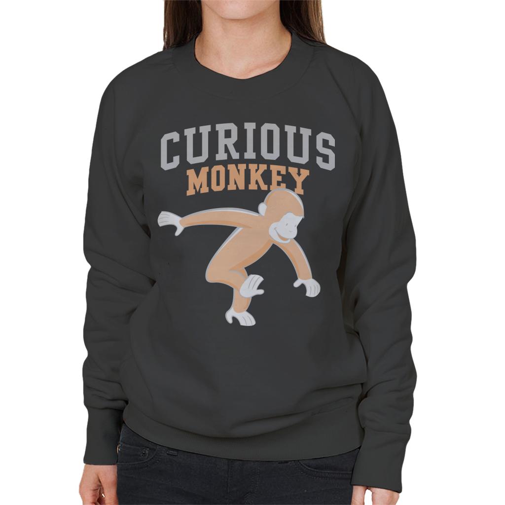 Curious George Monkey Sports Font Women's Sweatshirt-ALL + EVERY