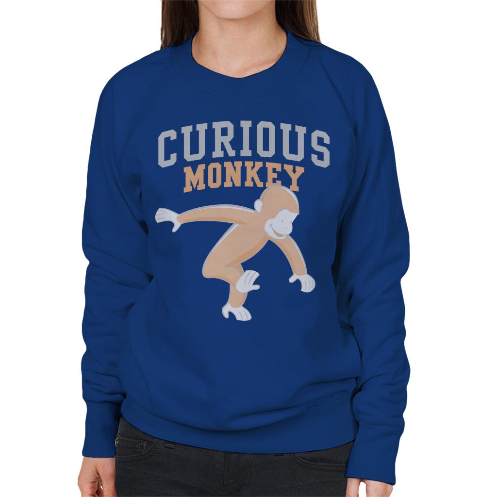 Curious George Monkey Sports Font Women's Sweatshirt-ALL + EVERY