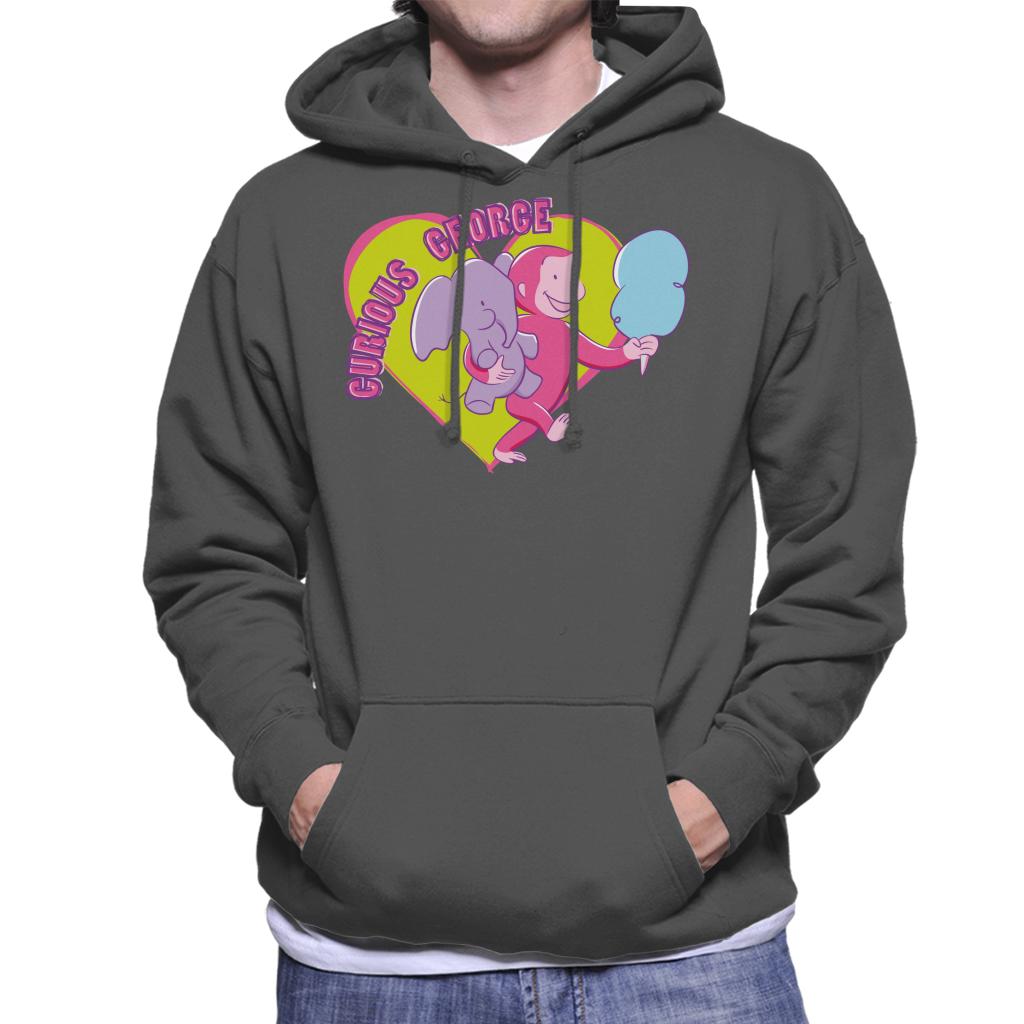 Curious George Carnival Heart Men's Hooded Sweatshirt-ALL + EVERY