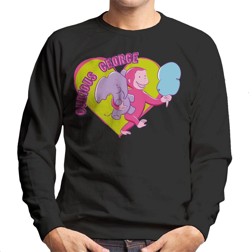 Curious George Carnival Heart Men's Sweatshirt-ALL + EVERY