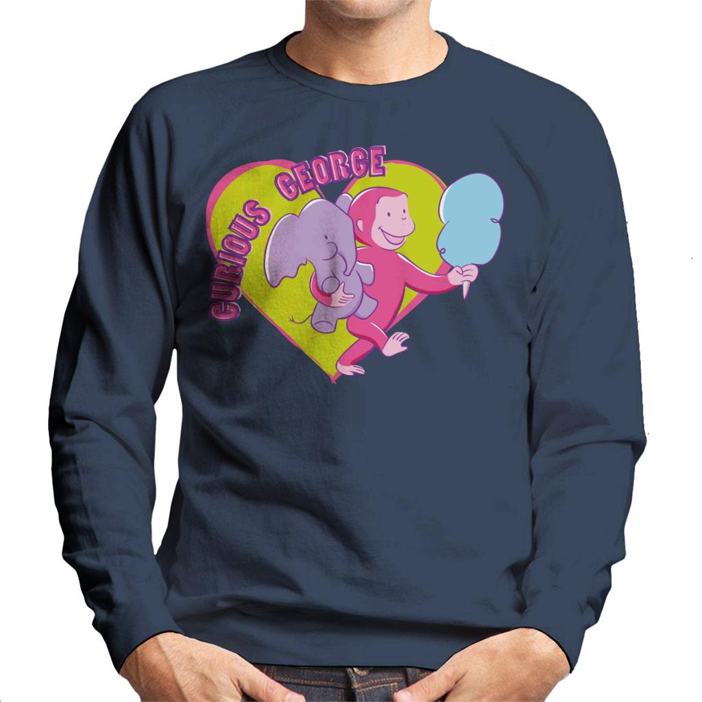 Curious George Carnival Heart Men's Sweatshirt-ALL + EVERY