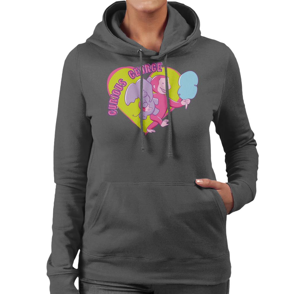 Curious George Carnival Heart Women's Hooded Sweatshirt-ALL + EVERY