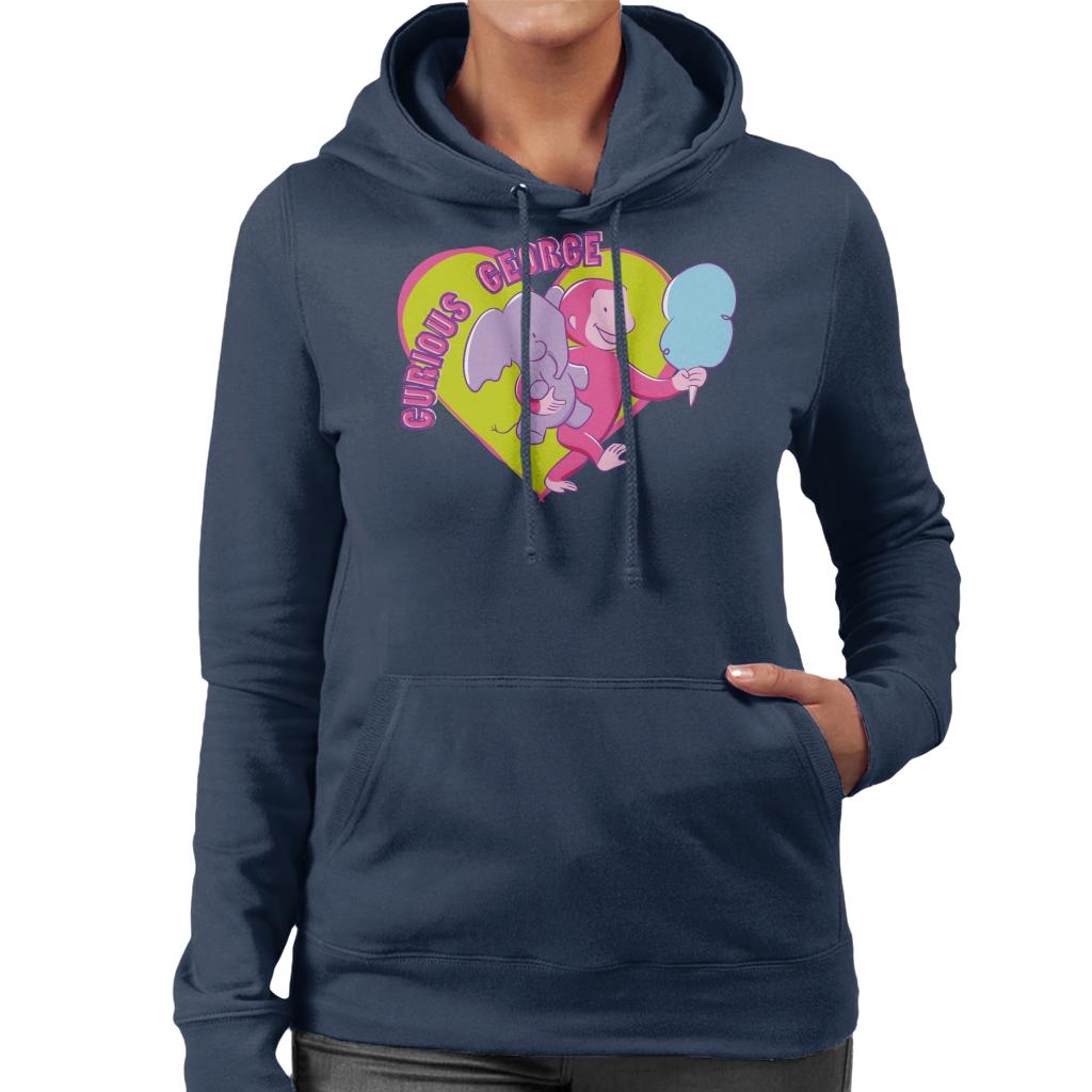 Curious George Carnival Heart Women's Hooded Sweatshirt-ALL + EVERY