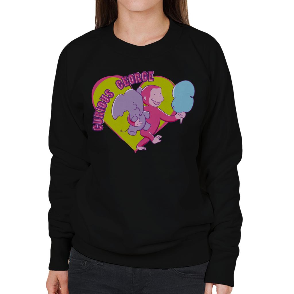 Curious George Carnival Heart Women's Sweatshirt-ALL + EVERY