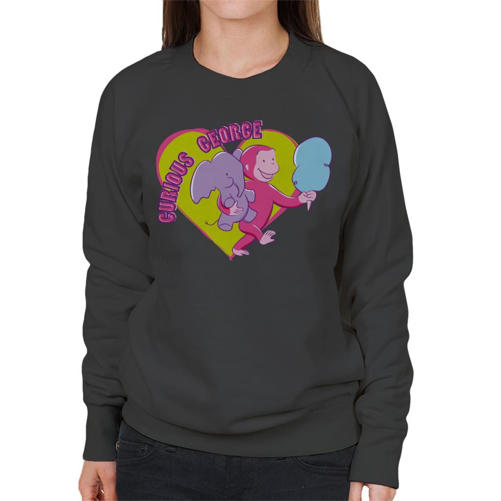 Curious George Carnival Heart Women's Sweatshirt-ALL + EVERY