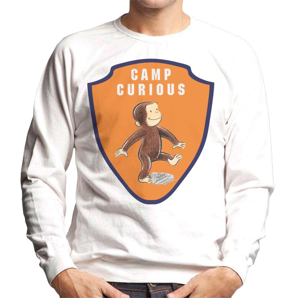 Curious George Camp Badge Men's Sweatshirt-ALL + EVERY