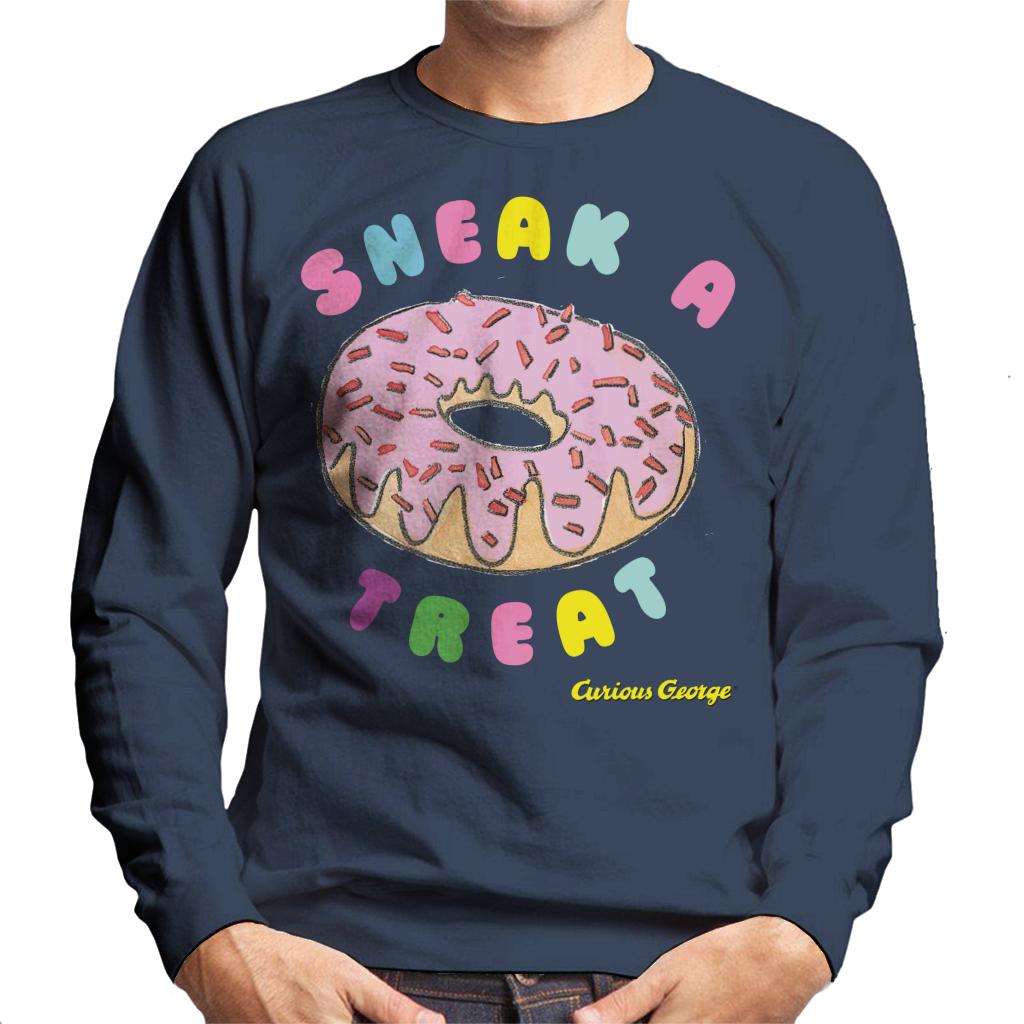 Curious George Sneak A Treat Donut Men's Sweatshirt-ALL + EVERY