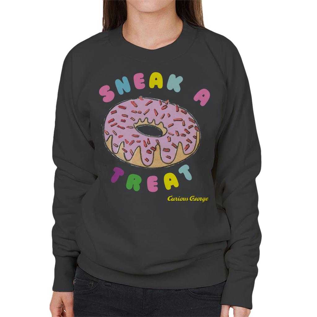 Curious George Sneak A Treat Donut Women's Sweatshirt-ALL + EVERY