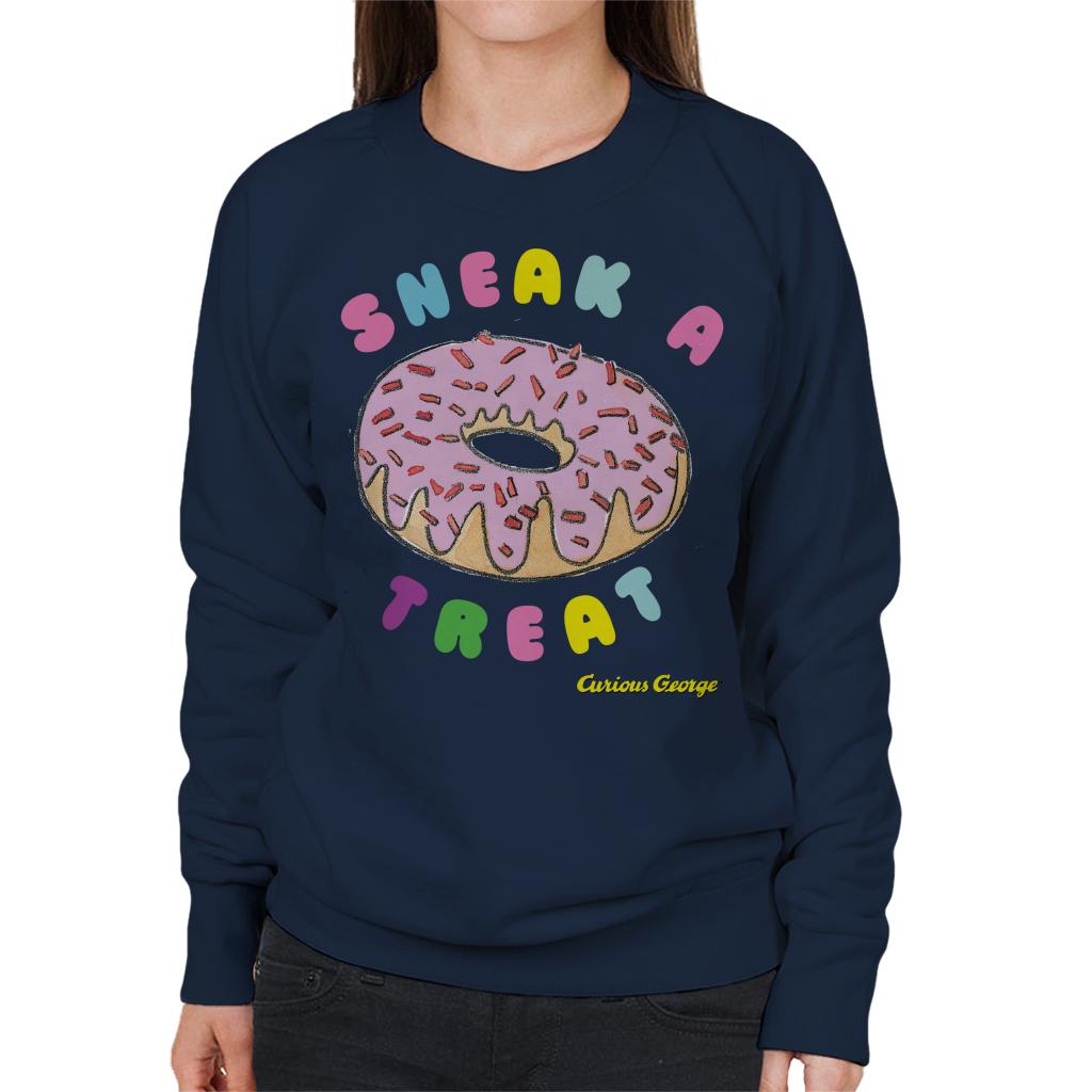 Curious George Sneak A Treat Donut Women's Sweatshirt-ALL + EVERY