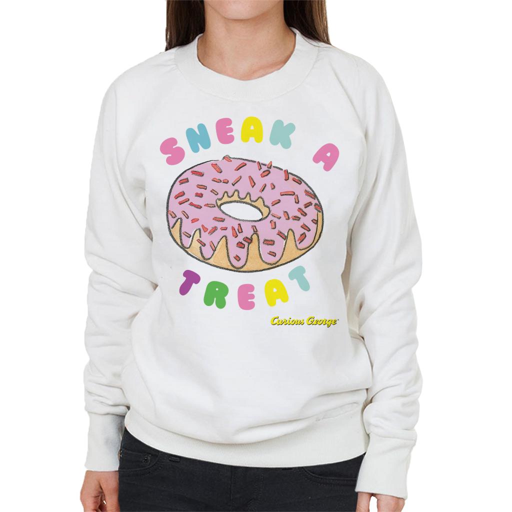 Curious George Sneak A Treat Donut Women's Sweatshirt-ALL + EVERY