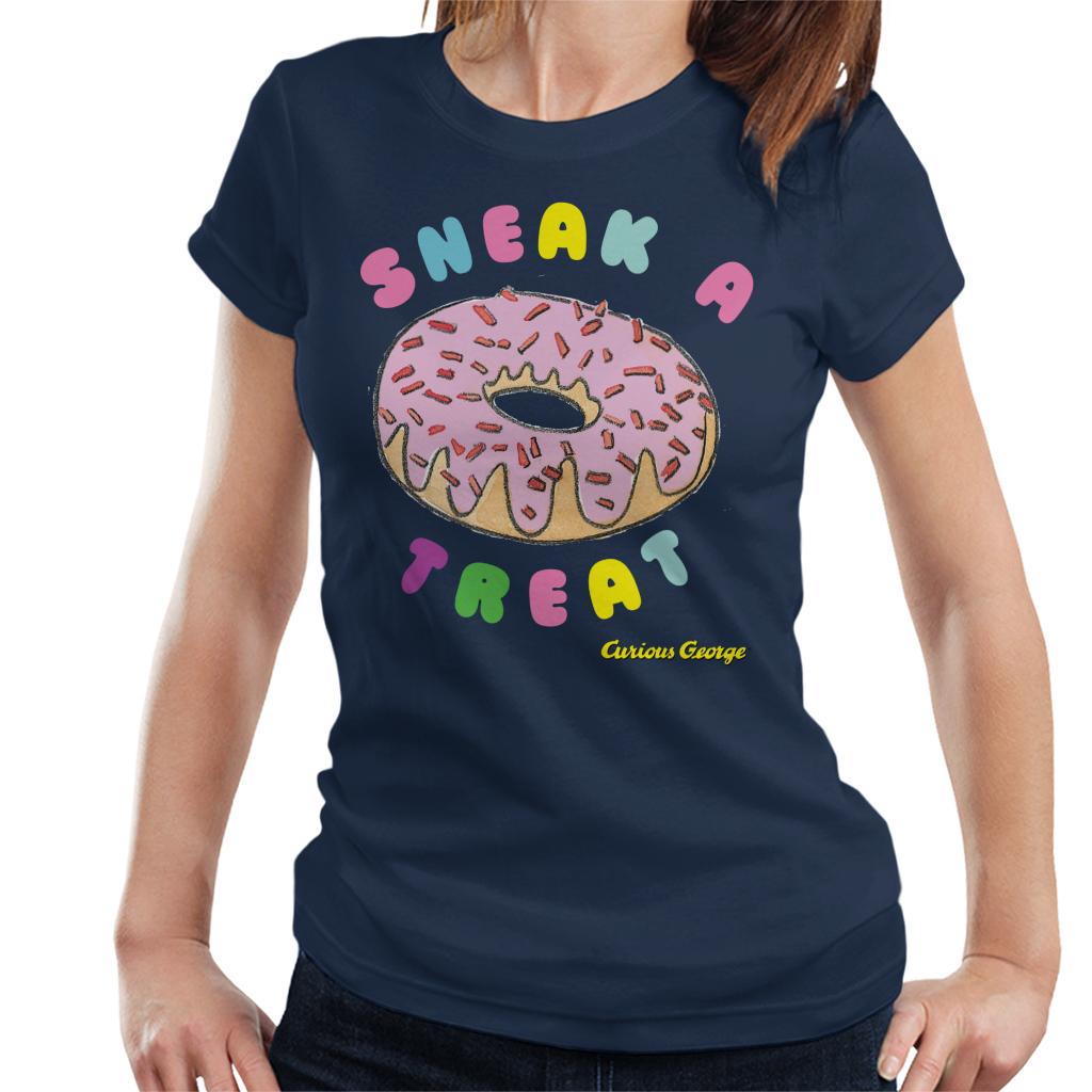 Curious George Sneak A Treat Donut Women's T-Shirt-ALL + EVERY