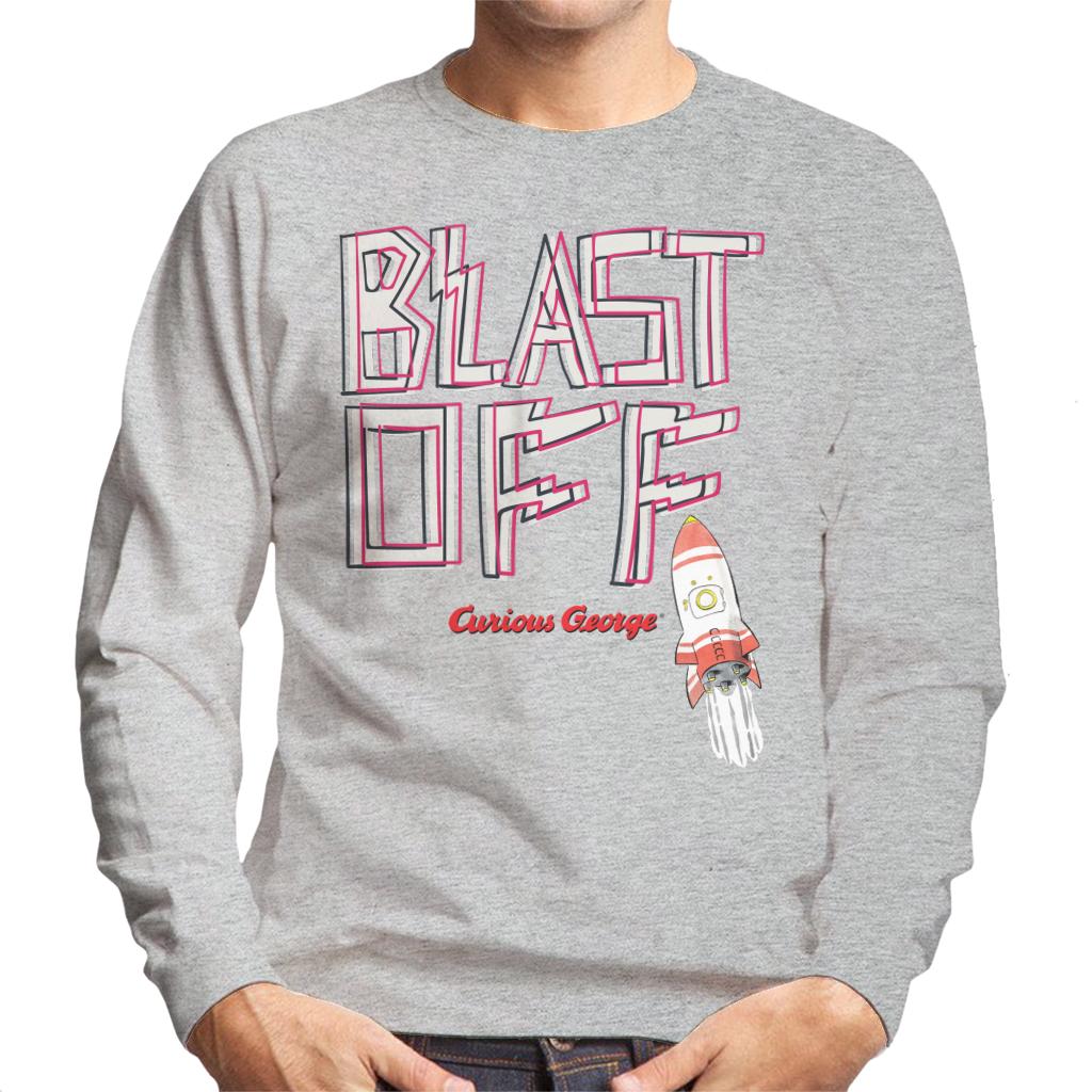 Curious George Blast Off Rocket Men's Sweatshirt-ALL + EVERY