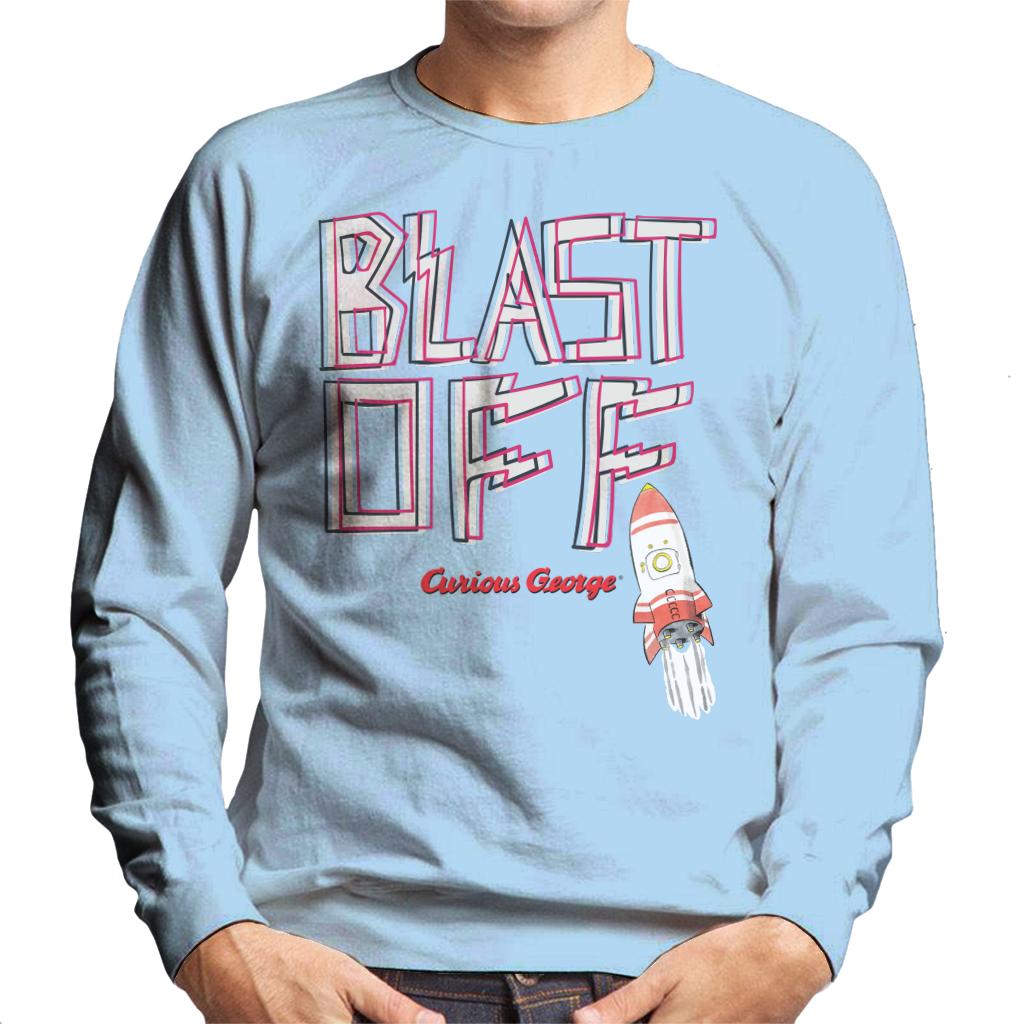 Curious George Blast Off Rocket Men's Sweatshirt-ALL + EVERY