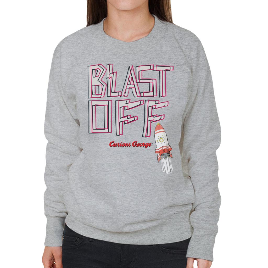 Curious George Blast Off Rocket Women's Sweatshirt-ALL + EVERY