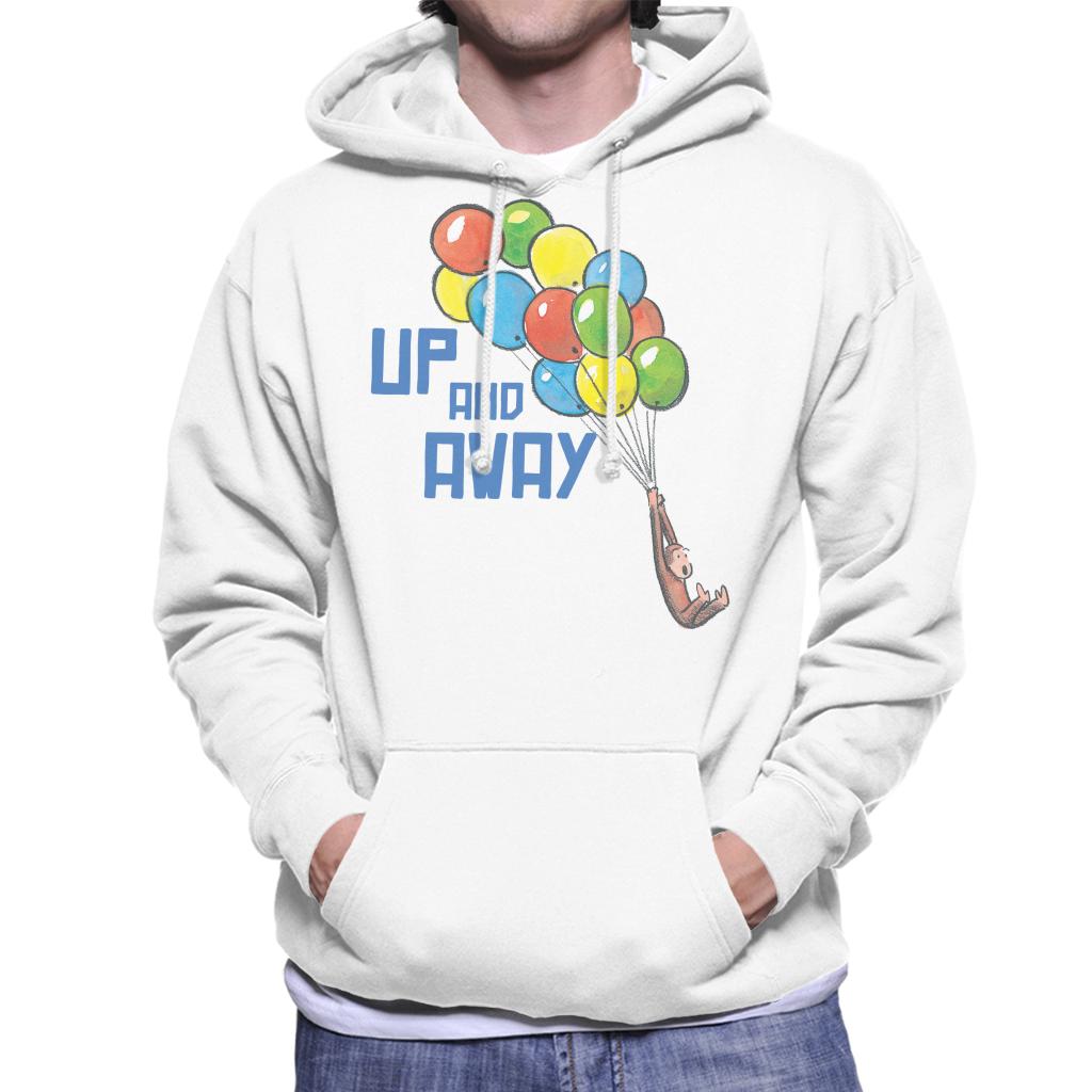 Curious George Up And Away Balloons Men's Hooded Sweatshirt-ALL + EVERY