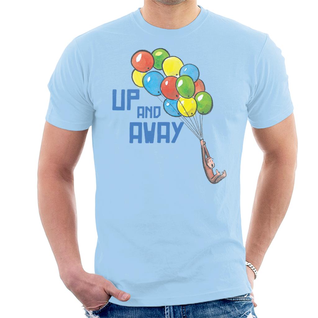 Curious George Up And Away Balloons Men's T-Shirt-ALL + EVERY