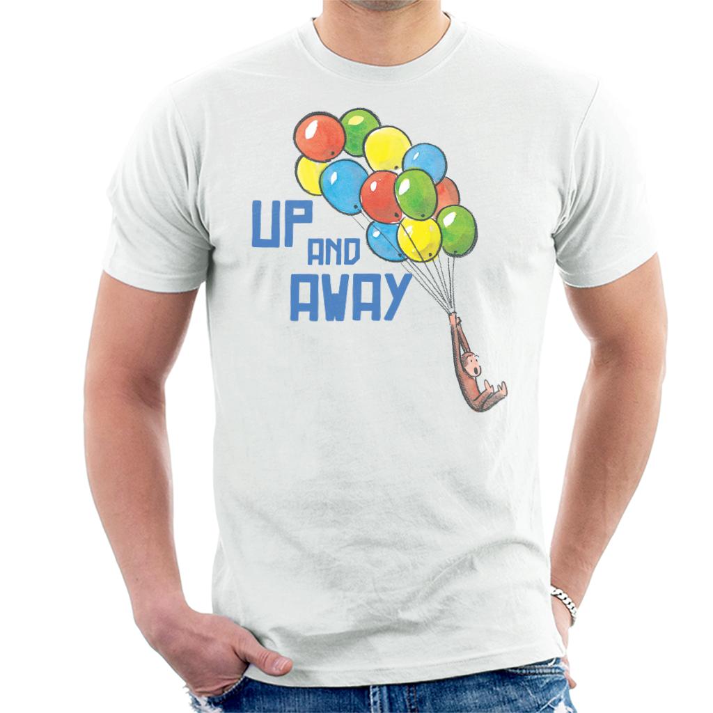 Curious George Up And Away Balloons Men's T-Shirt-ALL + EVERY