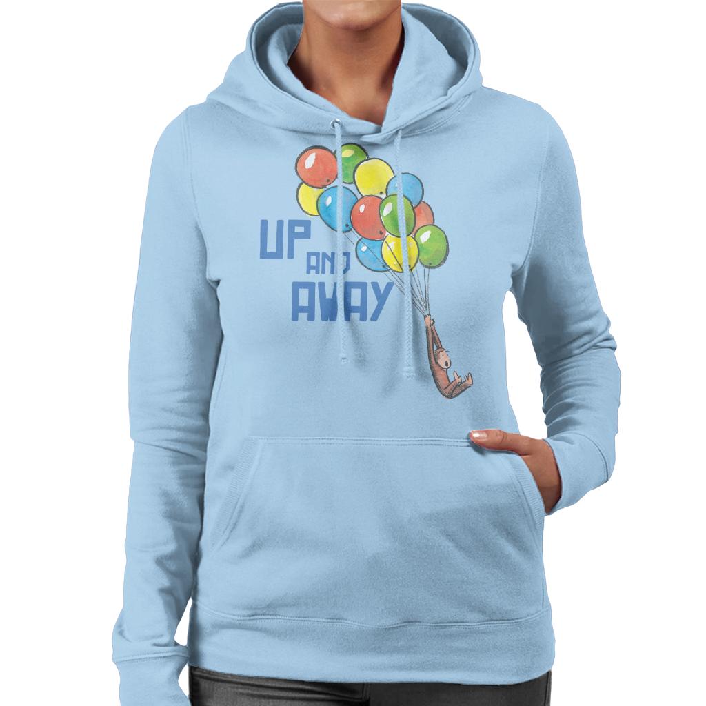 Curious George Up And Away Balloons Women's Hooded Sweatshirt-ALL + EVERY