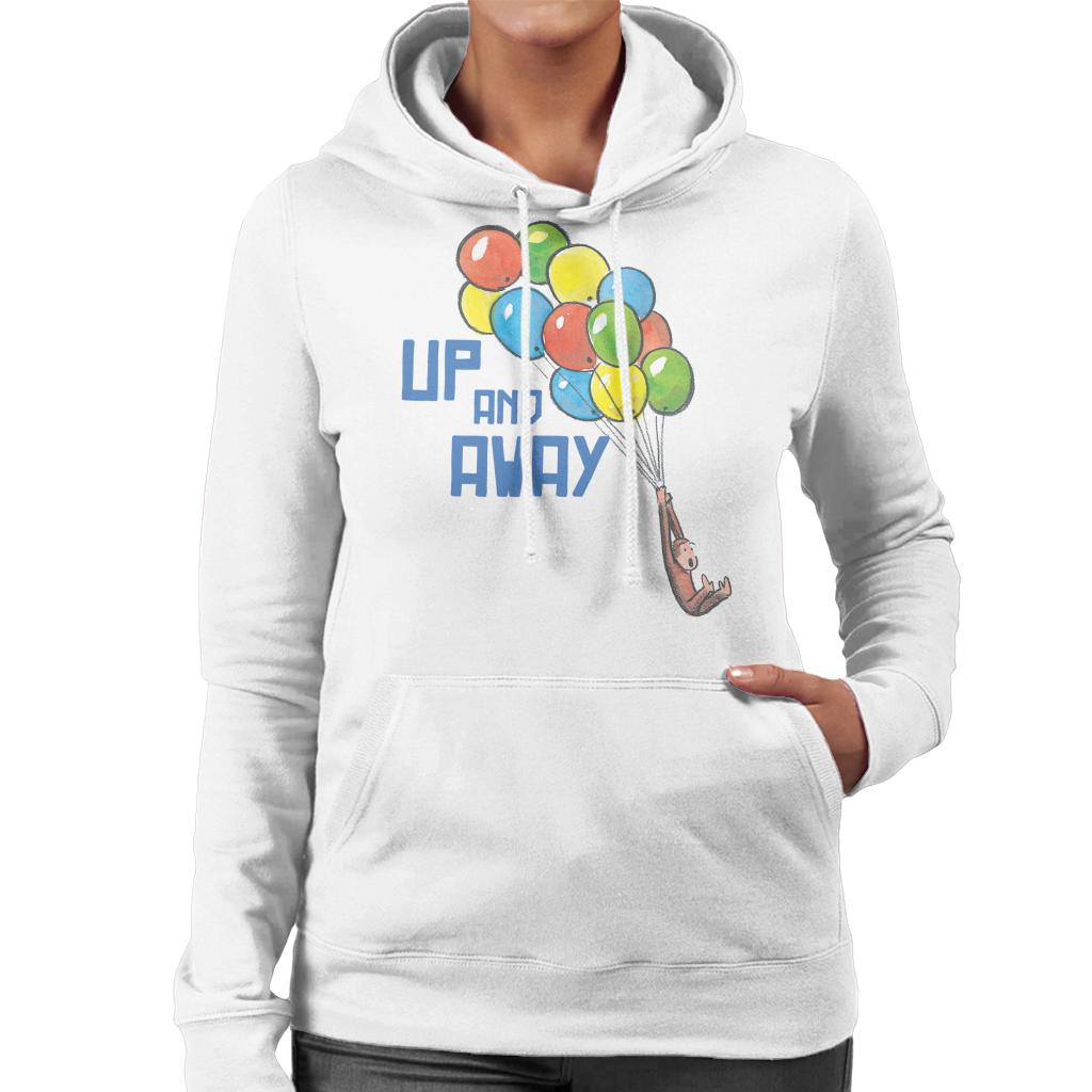 Curious George Up And Away Balloons Women's Hooded Sweatshirt-ALL + EVERY