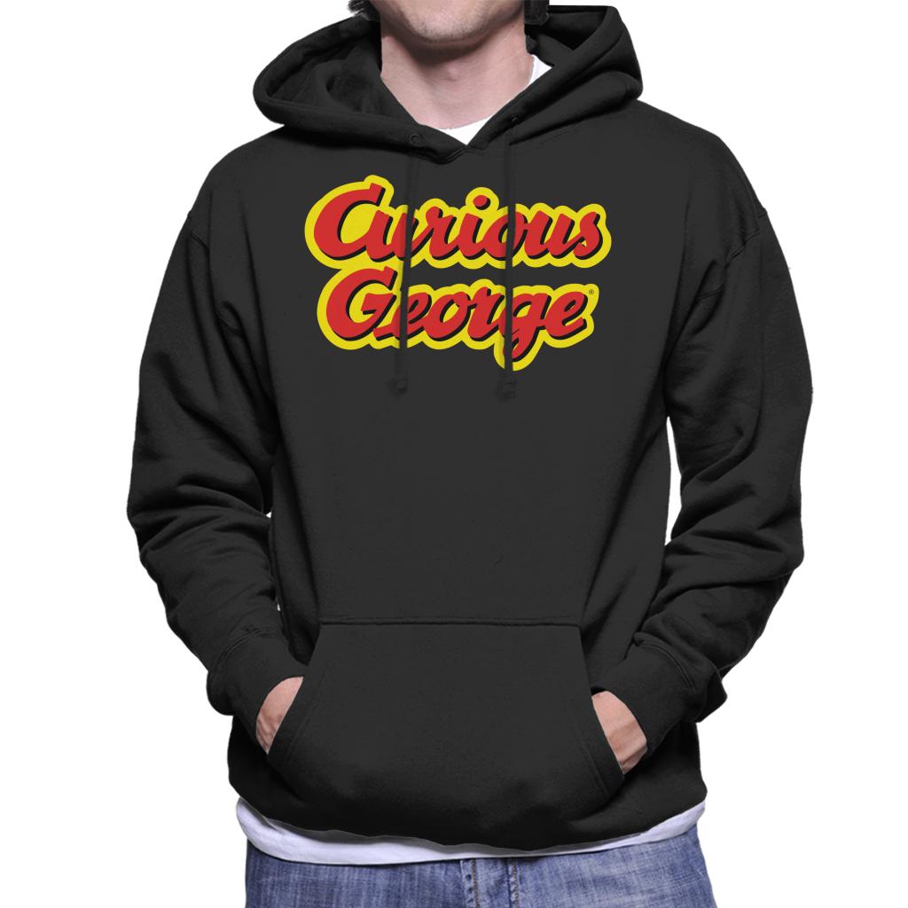 Curious George Big Outlined Logo Font Men's Hooded Sweatshirt-ALL + EVERY