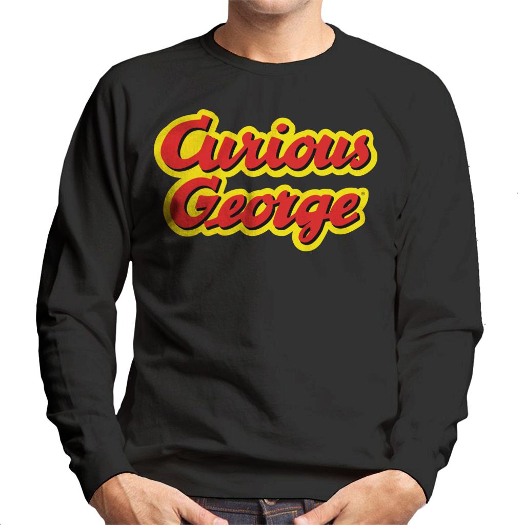 Curious George Big Outlined Logo Font Men's Sweatshirt-ALL + EVERY