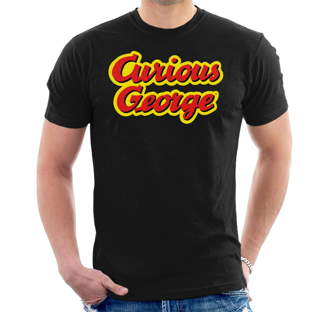 Curious George Big Outlined Logo Font Men's T-Shirt-ALL + EVERY