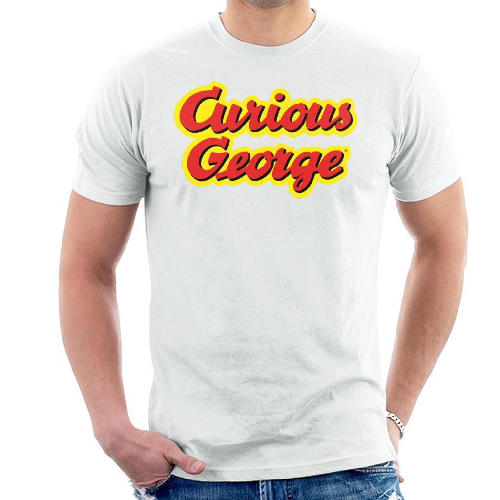 Curious George Big Outlined Logo Font Men's T-Shirt-ALL + EVERY