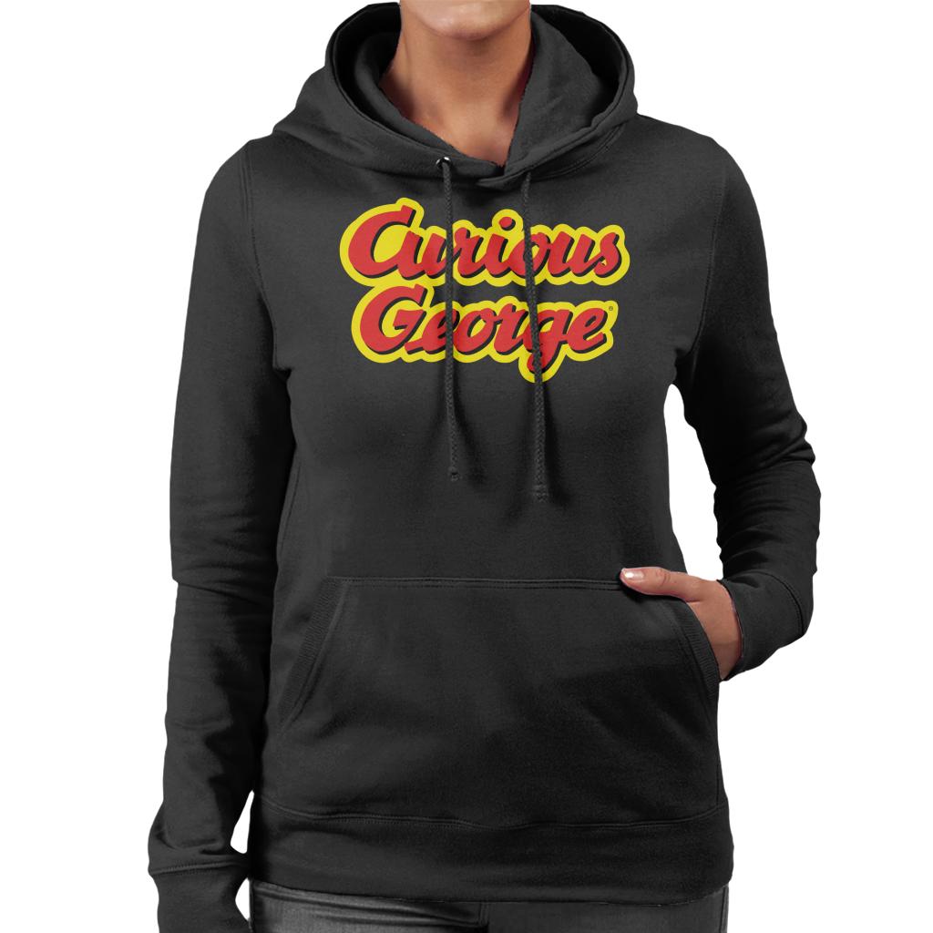 Curious George Big Outlined Logo Font Women's Hooded Sweatshirt-ALL + EVERY