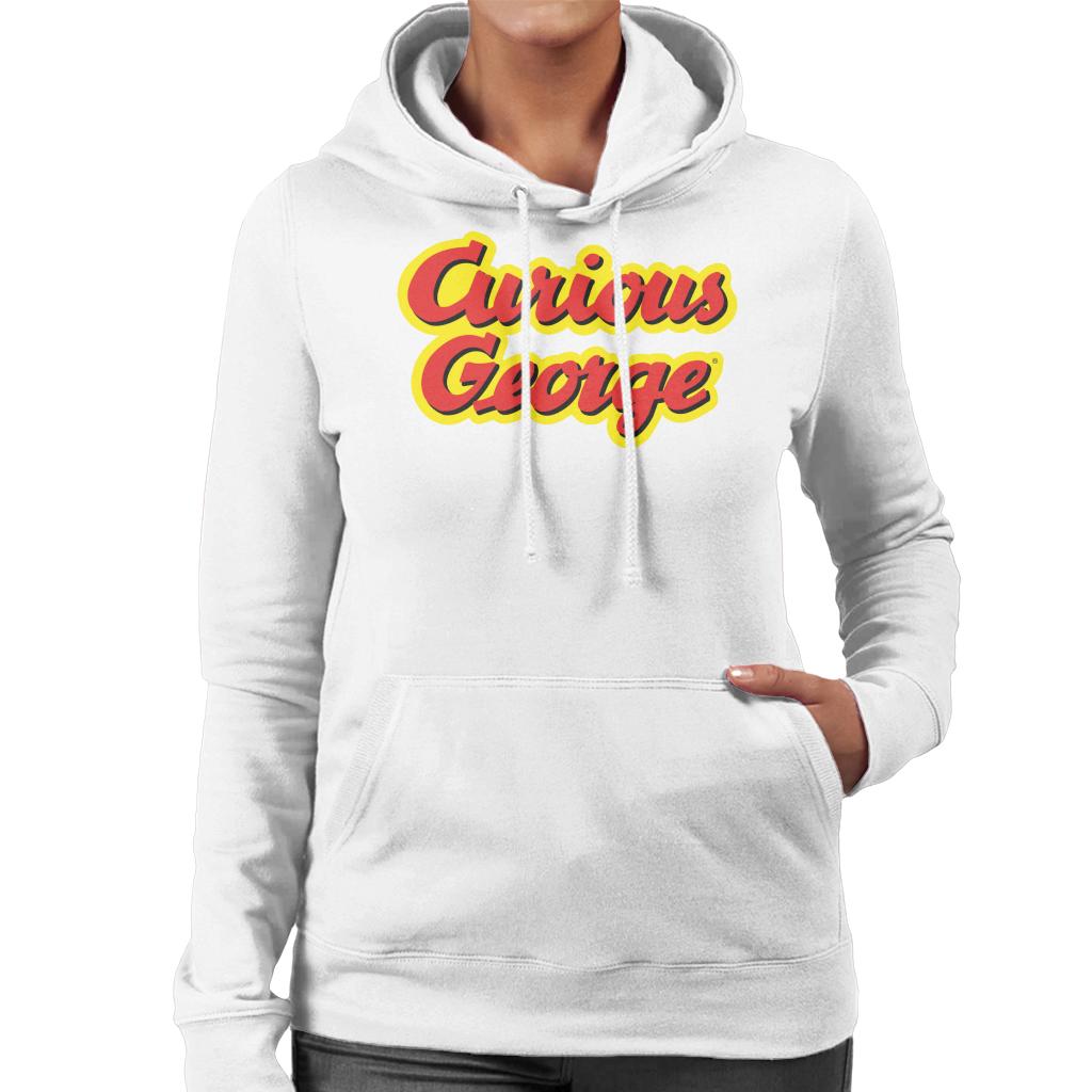 Curious George Big Outlined Logo Font Women's Hooded Sweatshirt-ALL + EVERY