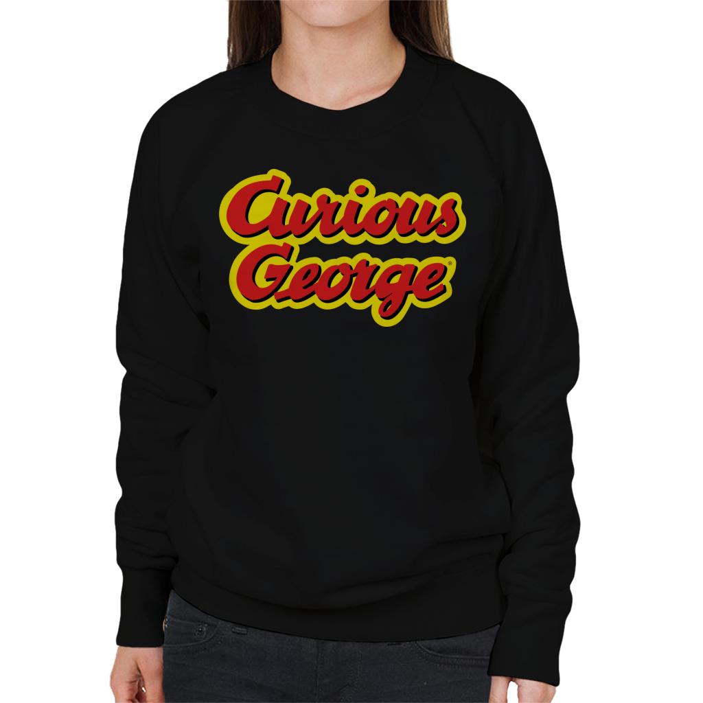 Curious George Big Outlined Logo Font Women's Sweatshirt-ALL + EVERY