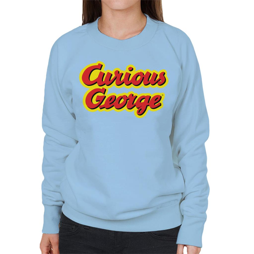 Curious George Big Outlined Logo Font Women's Sweatshirt-ALL + EVERY