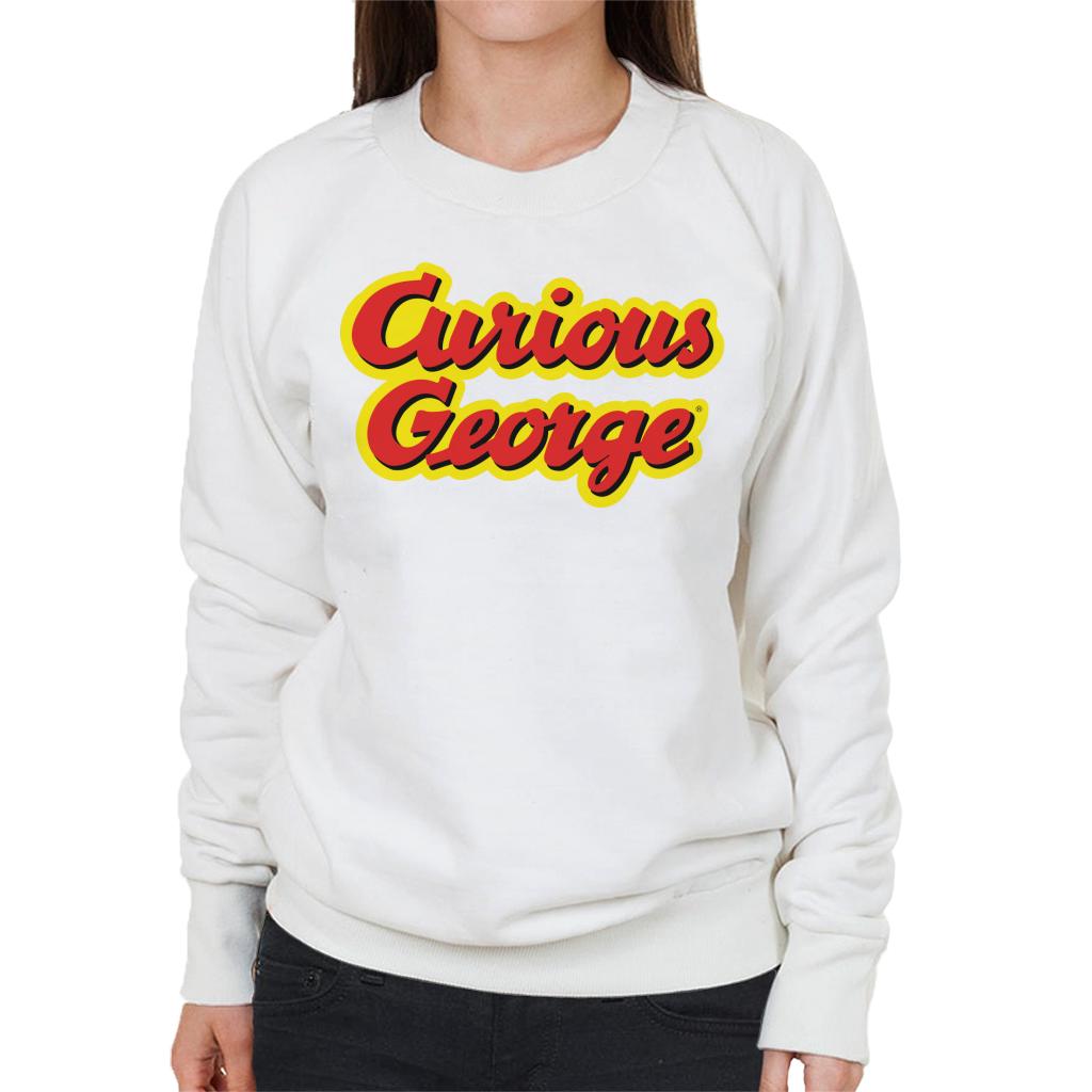 Curious George Big Outlined Logo Font Women's Sweatshirt-ALL + EVERY