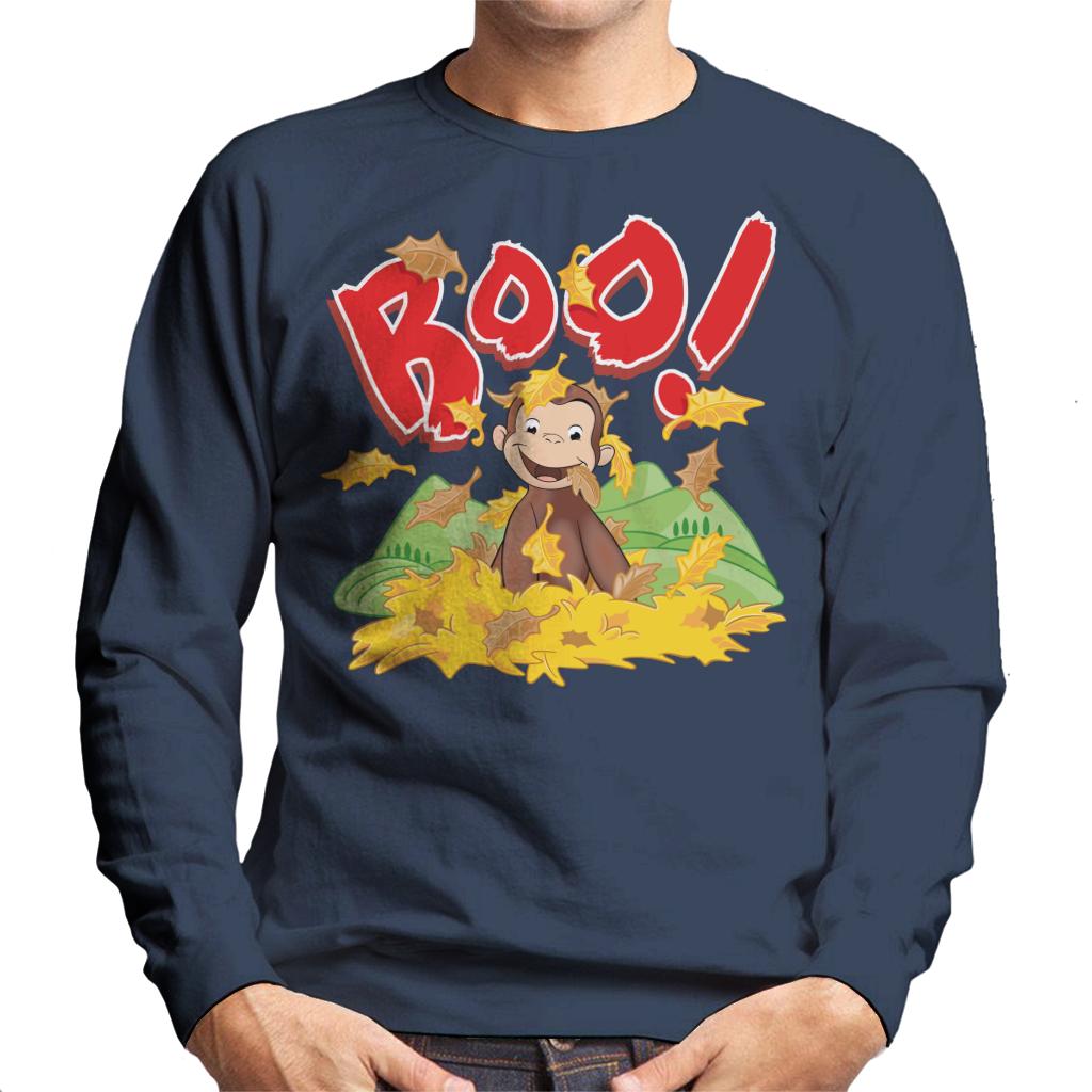 Curious George Boo In The Leaves Men's Sweatshirt-ALL + EVERY