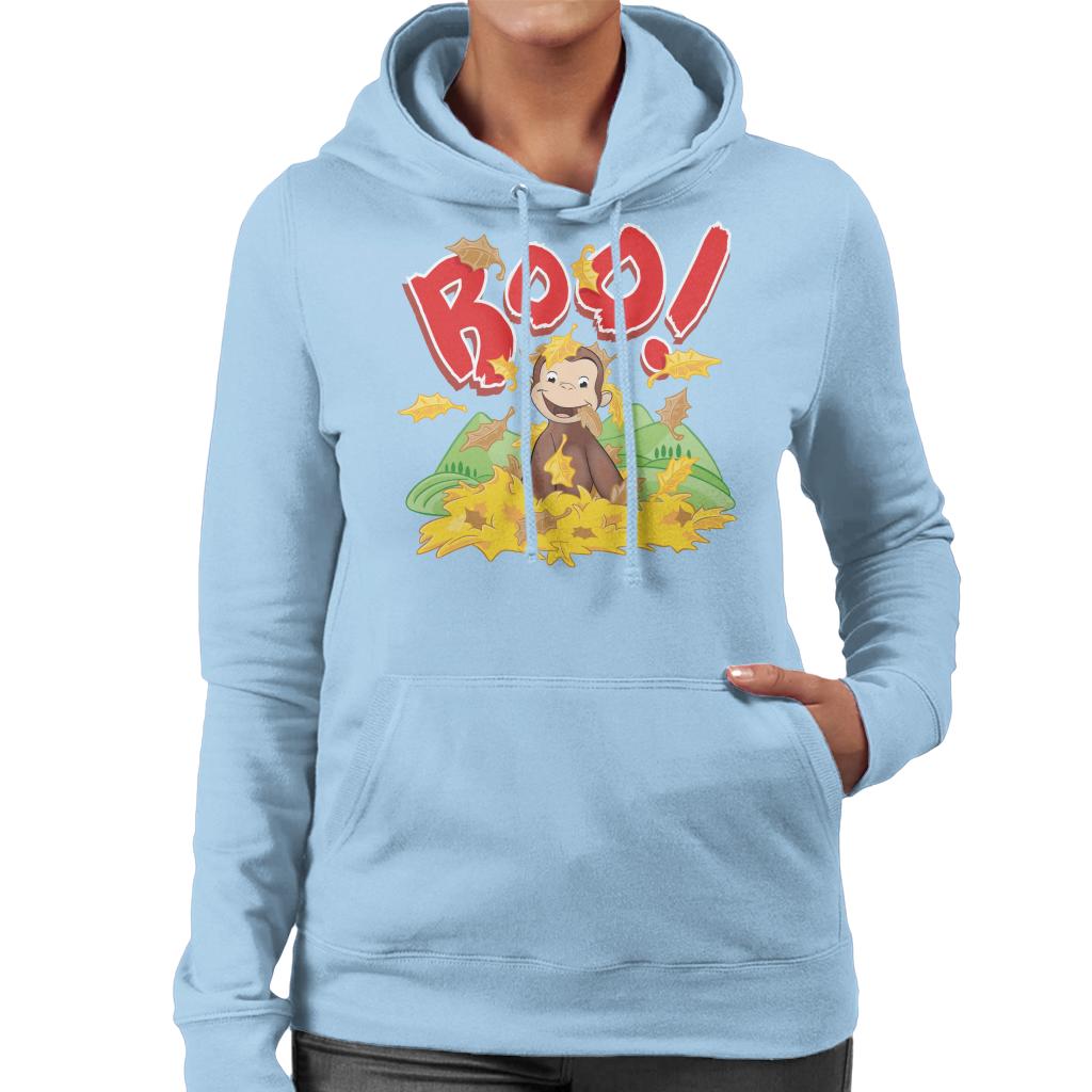 Curious George Boo In The Leaves Women's Hooded Sweatshirt-ALL + EVERY