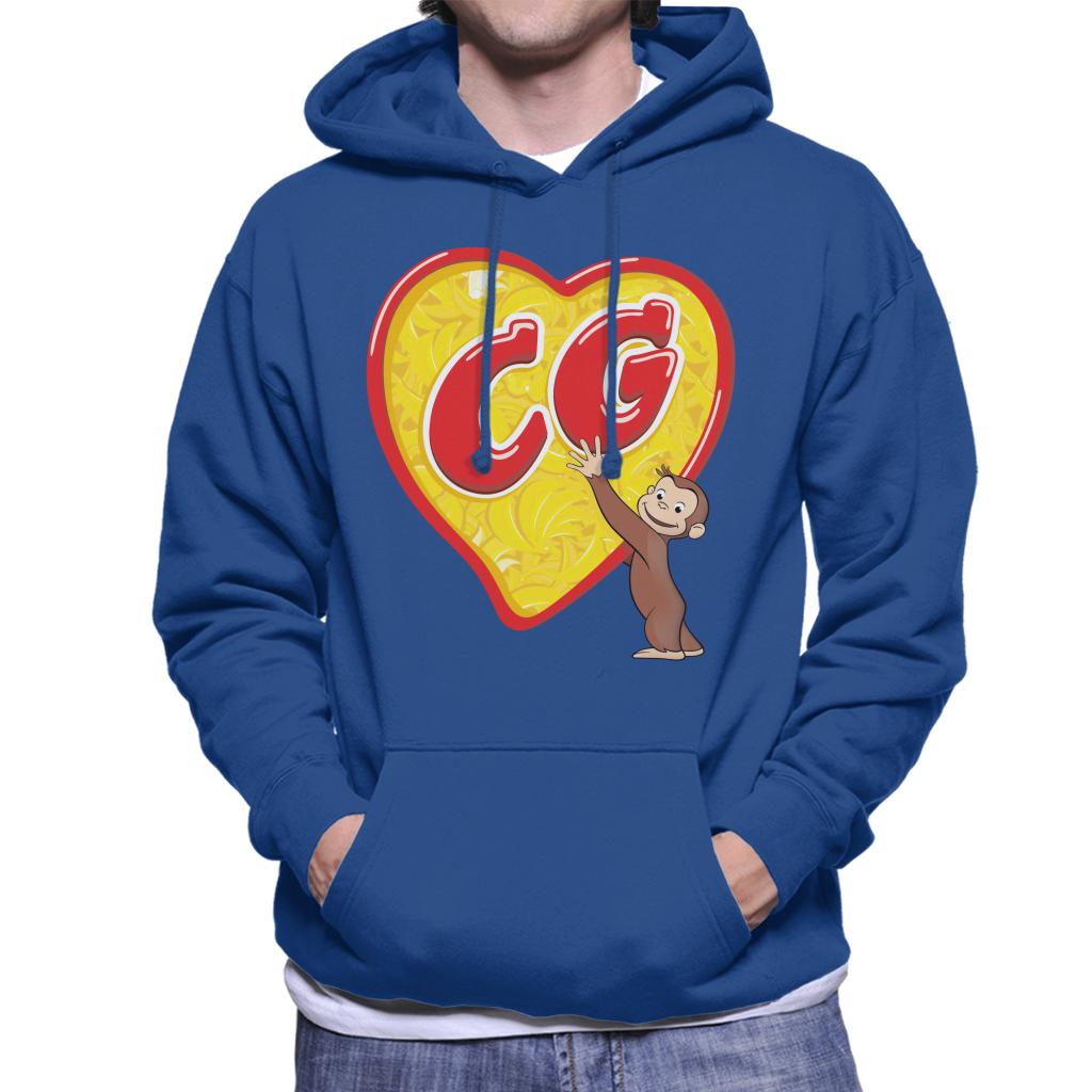 Curious George C G Love Heart Men's Hooded Sweatshirt-ALL + EVERY